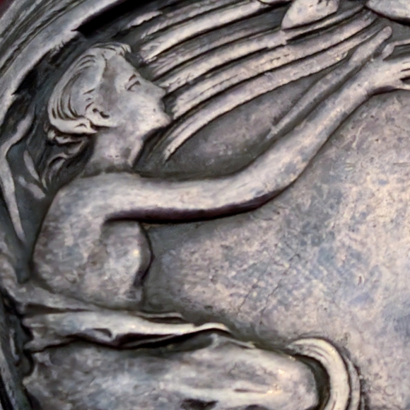 Antique Art Nouveau Sterling Silver Lady & Bird Pill/Trinket Box - Picture 2 of 9